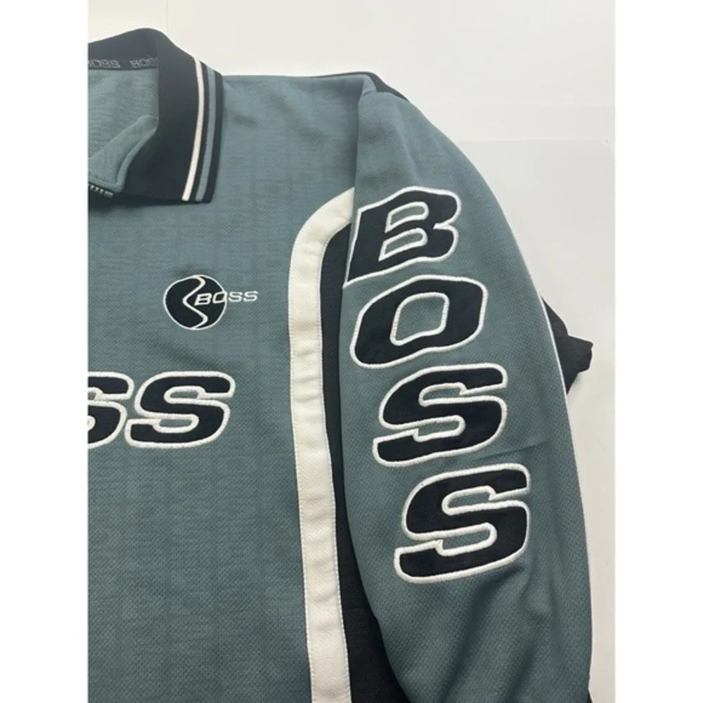 Vintage 90s Boss IG Design‎ Shirt Quarter Zip Sweater Embroidered Size XXL